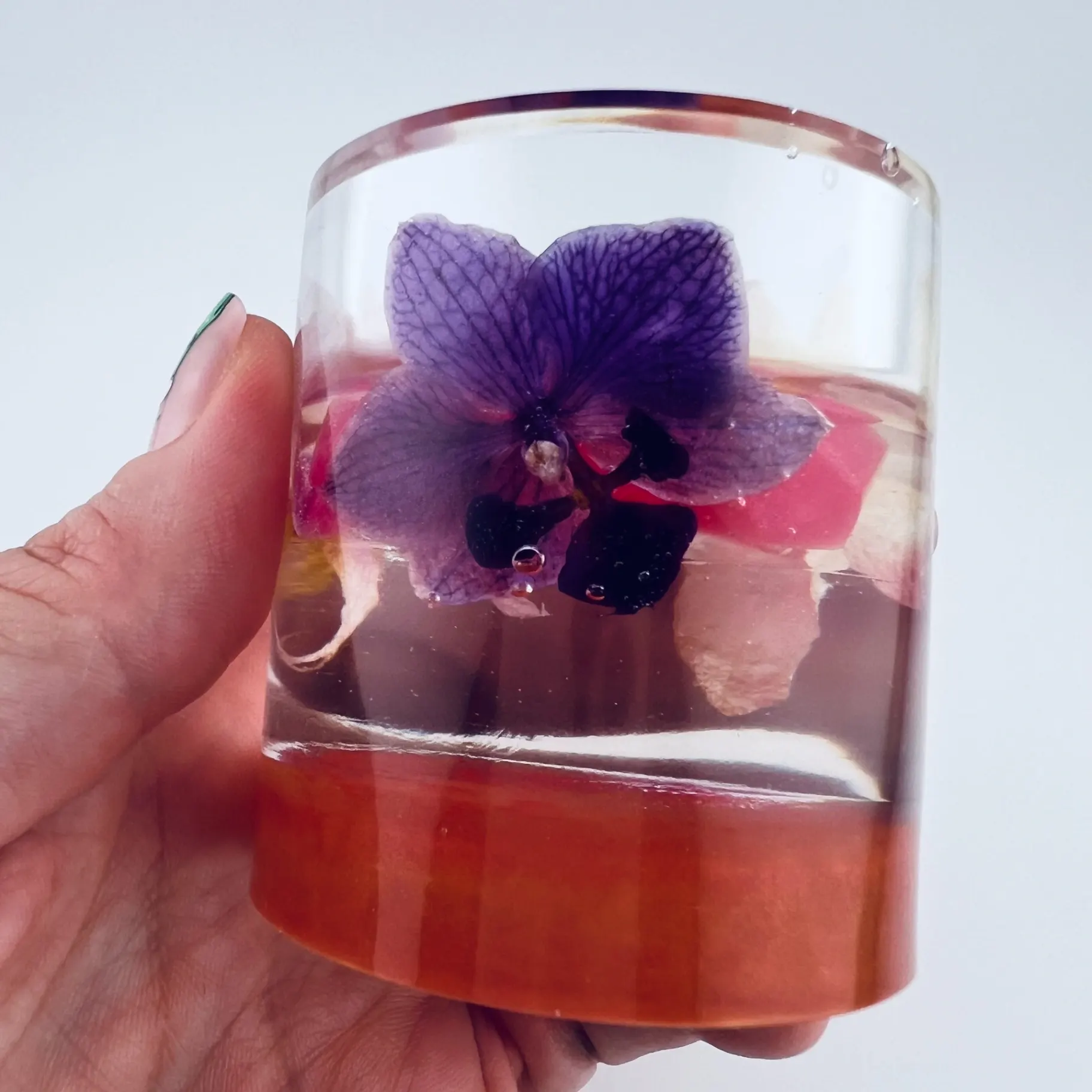 Svícen, pryskyřice,střední, orchideje, růžová 4