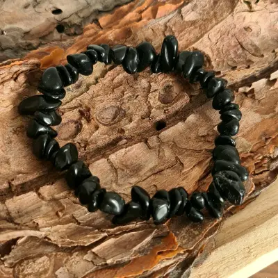 Náramek - zlomky - Černý obsidián